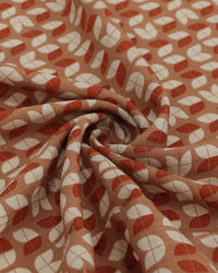 Tecido Viscose Texturizada Folhas Abstratas Terracota, Creme e Bege