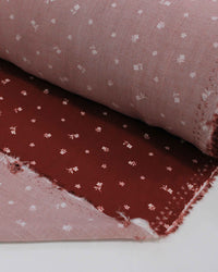 Tecido Viscose Premium Micro Ramos Florais Branco e Marsala