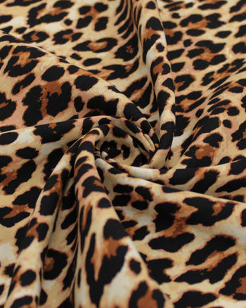 Tecido Viscose Texturizada Animal Print Print Preto e Tons de Bege