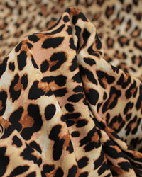 Tecido Viscose Texturizada Animal Print Print Preto e Tons de Bege