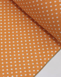 Tecido Linho Misto Estampado Micro Poá Branco e Tons de Laranja