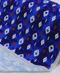 Tecido Linho Misto Premium Estampa Geométrica Vermelho, Offwhite e Tons de Azul