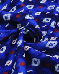 Tecido Linho Misto Premium Estampa Geométrica Vermelho, Offwhite e Tons de Azul