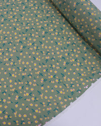 Tecido Viscose Tapete Floral Amarelo, Rosa e Tons de Verde