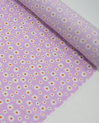 Tecido Viscose Multi Margaridas Branco e Lilás
