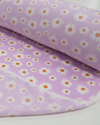 Tecido Viscose Multi Margaridas Branco e Lilás