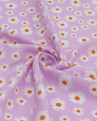 Tecido Viscose Multi Margaridas Branco e Lilás
