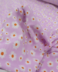 Tecido Viscose Multi Margaridas Branco e Lilás