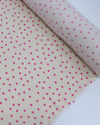 Tecido Viscose Micro Corações Rosa e Pêssego