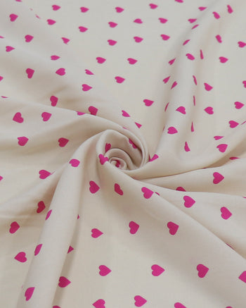 Tecido Viscose Micro Corações Rosa e Pêssego