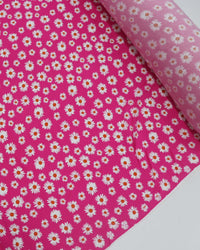 Tecido Viscose Multi Margaridas Branco e Rosa