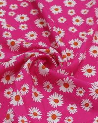 Tecido Viscose Multi Margaridas Branco e Rosa