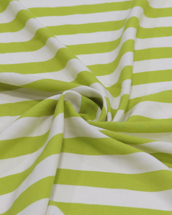 Tecido Viscose Listras Creme e Verde Oliva