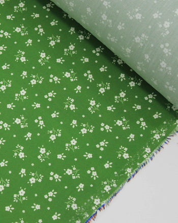 Tecido Viscose Premium Micro Ramos Florais Branco e Verde