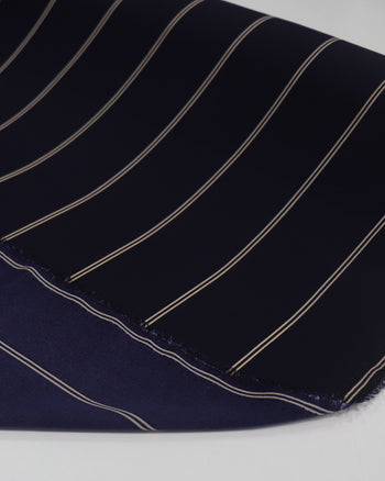 Tecido Crepe Koshibo Leve Listra Dupla Nude e Azul Marinho Noite