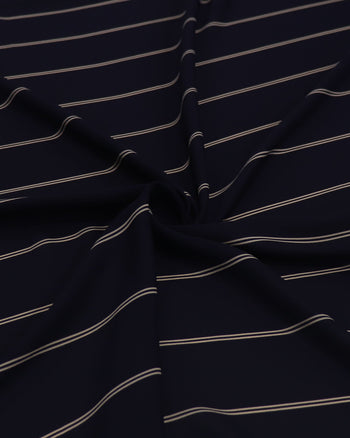Tecido Crepe Koshibo Leve Listra Dupla Nude e Azul Marinho Noite