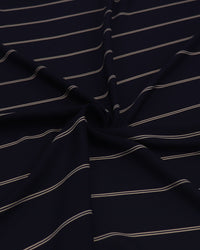 Tecido Crepe Koshibo Leve Listra Dupla Nude e Azul Marinho Noite