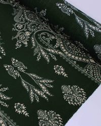 Tecido Viscose Arabescos em Cashmere Offwhite e Verde Militar