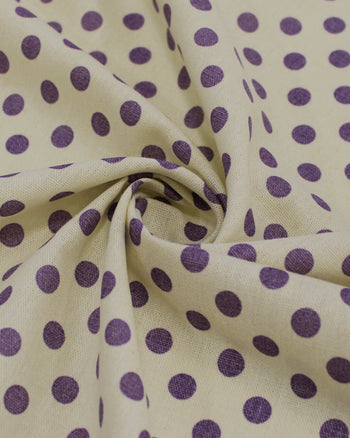 Tecido Linho Misto Poá Roxo e Offwhite