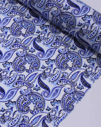Tecido Viscose com Lurex Cashmere Estampado Tons Frios e Branco