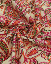 Tecido Viscose com Lurex Cashmere Estampado Tons Quentes e Creme