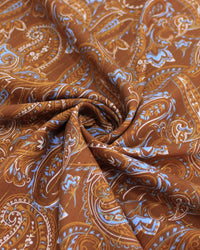 Tecido Viscose com Lurex Cashmere Estampado Azul e Tons de Marrom