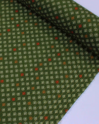 Tecido Viscose com Lurex Micro Estampa Creme, Laranja e Verde
