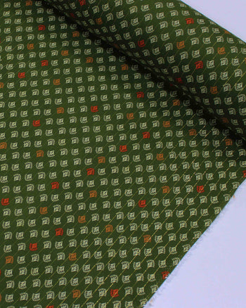 Tecido Viscose com Lurex Micro Estampa Creme, Laranja e Verde