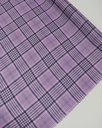Tecido Crepe Silk Italiano Multi Quadriculado Cinza e Lilás