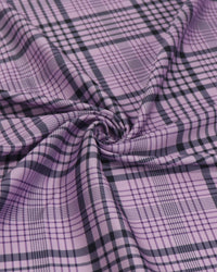 Tecido Crepe Silk Italiano Multi Quadriculado Cinza e Lilás