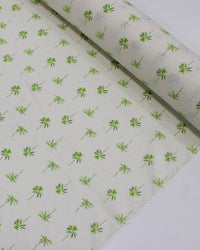 Tecido Linho Misto Camisaria Palmeiras Verde e Offwhite