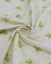 Tecido Linho Misto Camisaria Palmeiras Verde e Offwhite