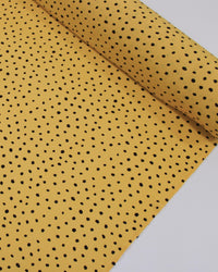 Tecido Viscose Texturizada Pingos Irregulares Marrom Escuro e Amarelo