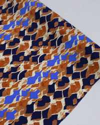 Tecido Viscose Estampa Abstrata Tons de azul e Terracota