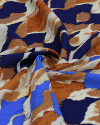 Tecido Viscose Estampa Abstrata Tons de azul e Terracota