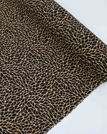 Tecido Viscose Texturizada Fragmentos Preto e Argila