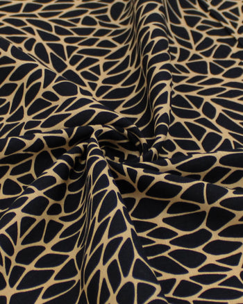 Tecido Viscose Texturizada Fragmentos Preto e Argila