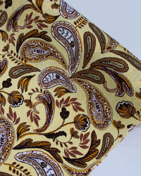 Tecido Viscose Texturizada Macro Ramos em Cashmere Marrom e Amarelo