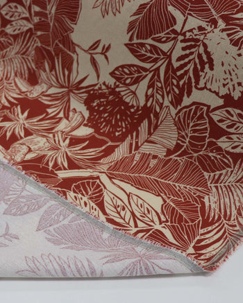 Tecido Linho Misto Estampado Floresta Tropical Terracota e Creme