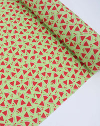 Tecido Tricoline Mista Micro Poá Branco, Cerejas e Melancias