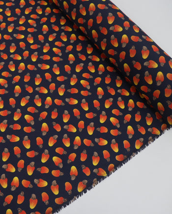 Tecido Tricoline Mista Cajus e Azul Marinho Noite