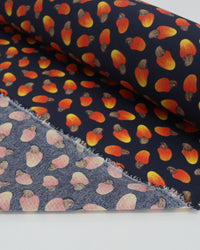 Tecido Tricoline Mista Cajus e Azul Marinho Noite