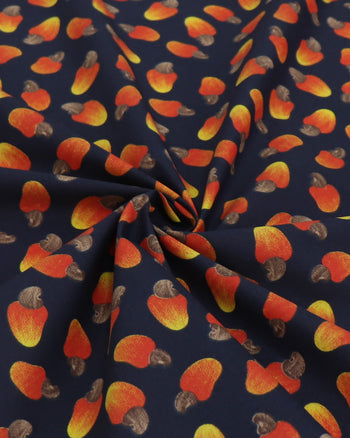 Tecido Tricoline Mista Cajus e Azul Marinho Noite