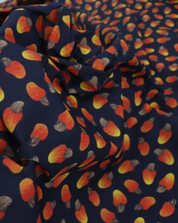 Tecido Tricoline Mista Cajus e Azul Marinho Noite