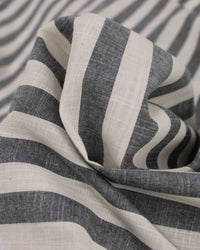 Tecido Tricoline Verano Flamê Listras Regulares Offwhite e Preto