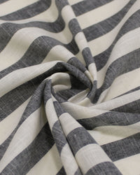 Tecido Tricoline Verano Flamê Listras Regulares Offwhite e Preto