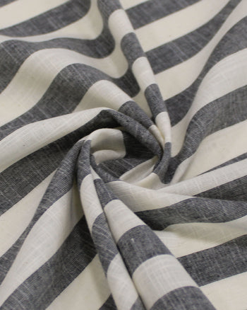 Tecido Tricoline Verano Flamê Listras Regulares Offwhite e Preto
