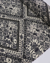 Tecido Viscose Estampa Lenço Tropical Preto e Creme