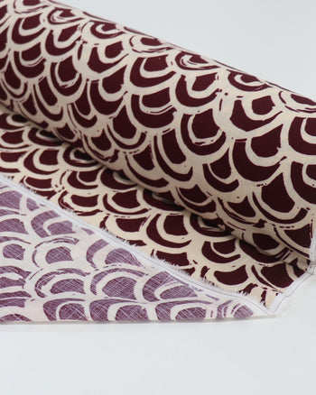 Tecido Viscose Texturizada Arcos Vinho e Bege