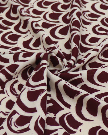 Tecido Viscose Texturizada Arcos Vinho e Bege